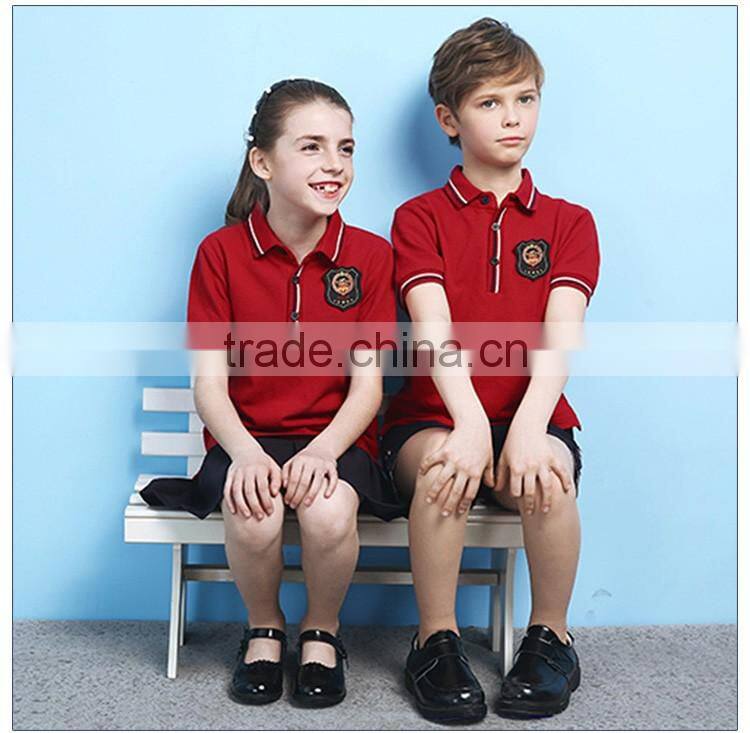 Custom Unisex Summer Red Color Polo School Uniform Shirt