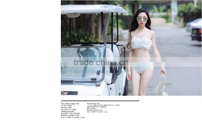 China Distributors Latest design solid sexy mesh swimwear white