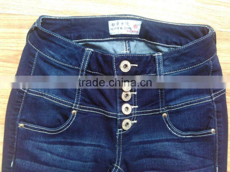 GZY Guangzhou stock lots sexy high waist slim fit lady jeans