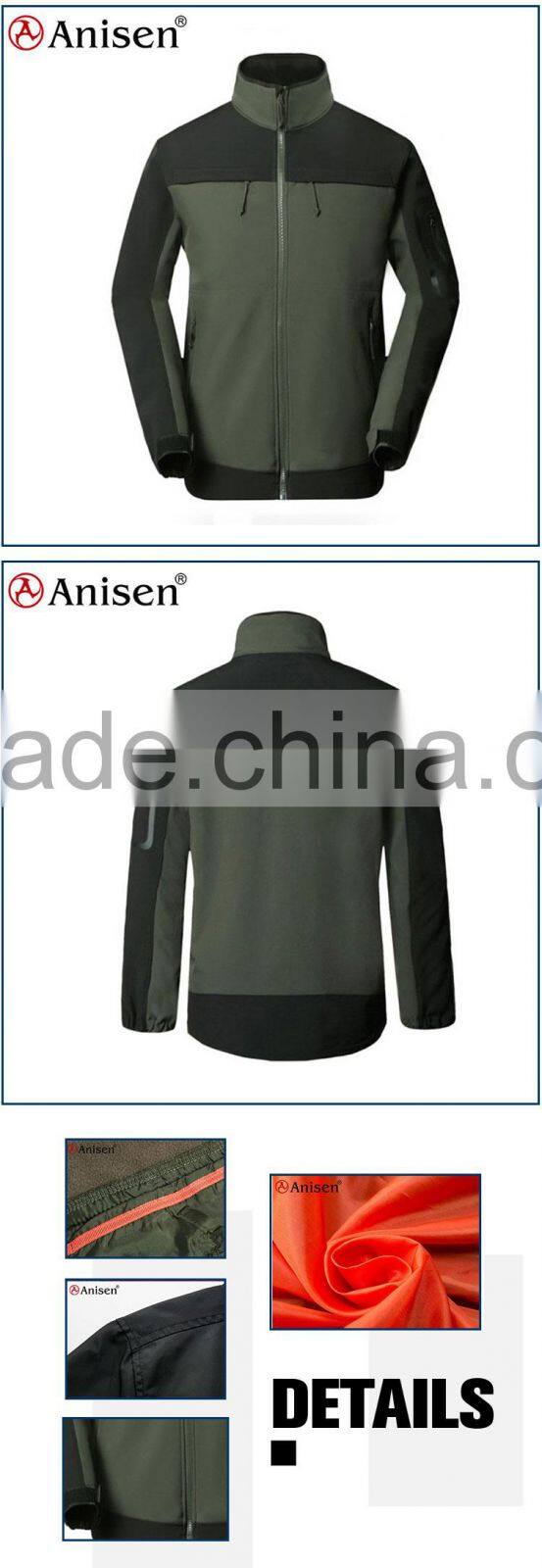 hot sale zipper collar outdoor men's reversible softshell jacket