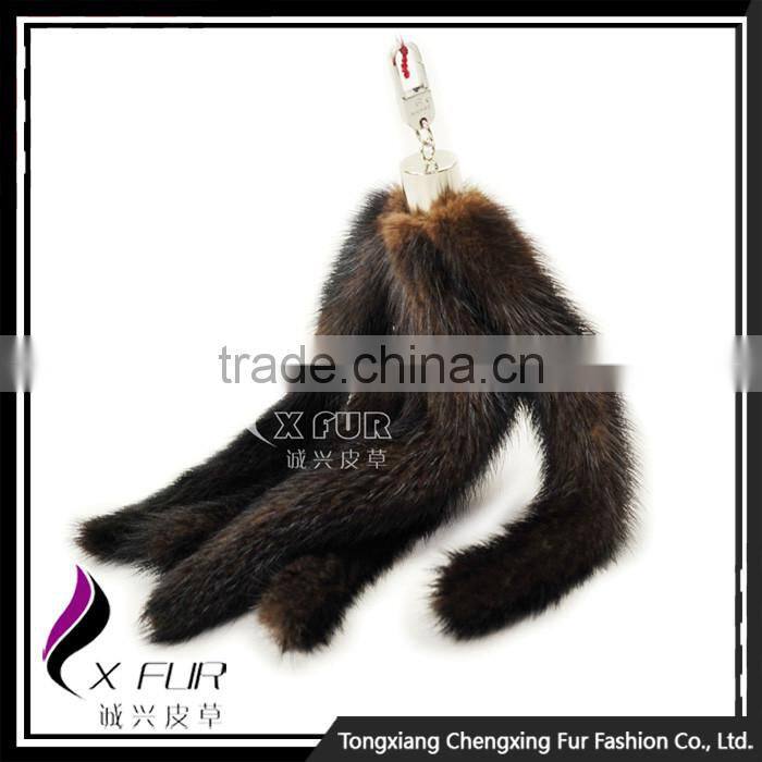 CX-R-20 2016 New Fashion Handmade Mink Tail Fur Metal Keyring