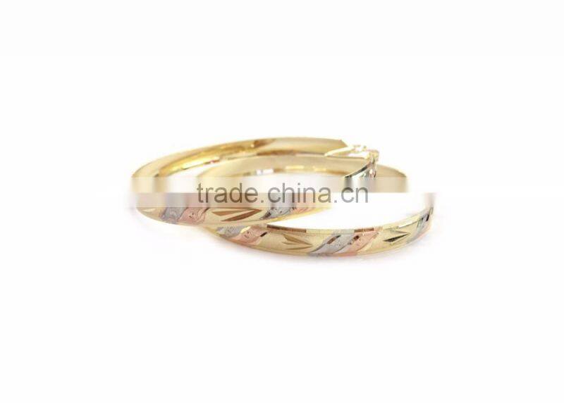 Latest 6mm Diamond cut 3 tone bangles earring
