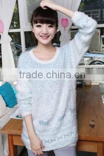 2016 knitting lady beautiful light blue Christmas sweaters Uglysweaters design for women