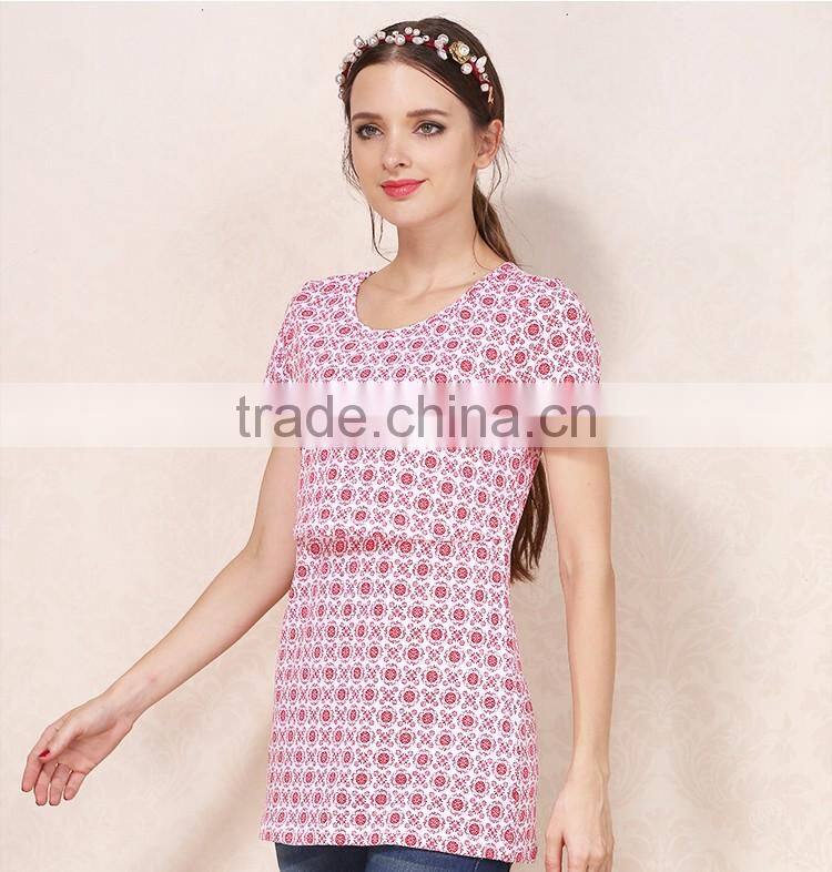 Thin Section Short Sleeve Nursing Clothes Floral Breastfeeding Clothing Cotton Maternity Mother Outdoor Tops