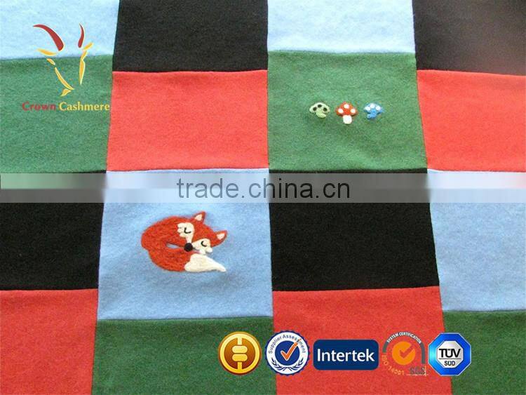 Pure Cashmere Wool Travel Blanket with Animals