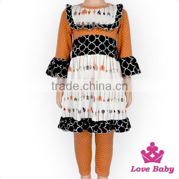 New Hot-sale Children Clothing Set Baby Girl Printing Wave Point Set Baby Girl Boutique Clothing Cosmetic Sets