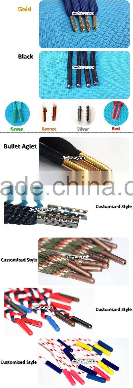 Silver Brass Customized Engraved Logo Aglets for shoelaces - Drawstring Metal Aglets Manufactuer