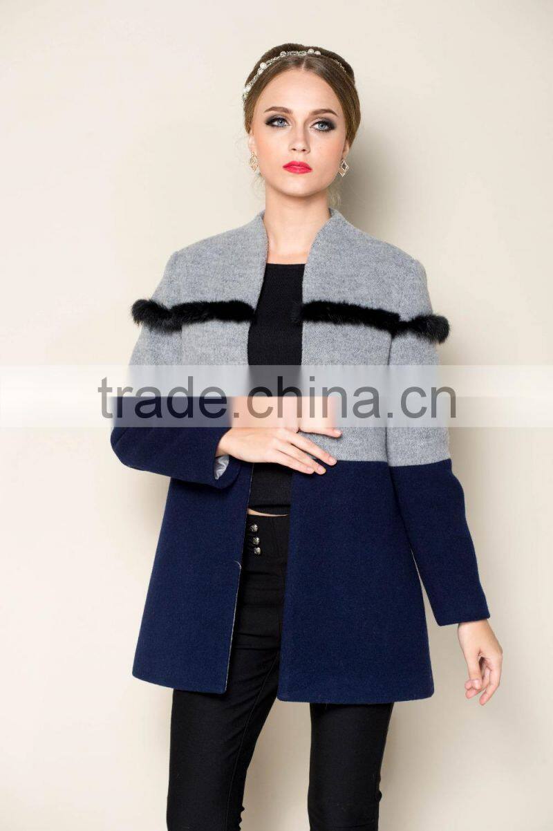 drop shipping service elegant designed winter trench coats women 2015 with decoration
