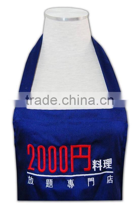 100% cotton canvas Apron Bule printing design kitchen cooking bib apron