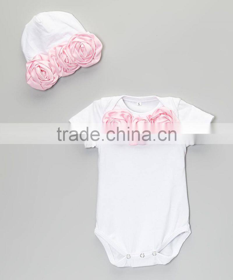 Newest Pink Rose Baby Girls Rompers With Beanie Casual Baby Outfits Infant Clothing Stores CS90425-38