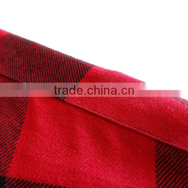 Red black check flannel shirt for men autumn winter warm mens dress shirt