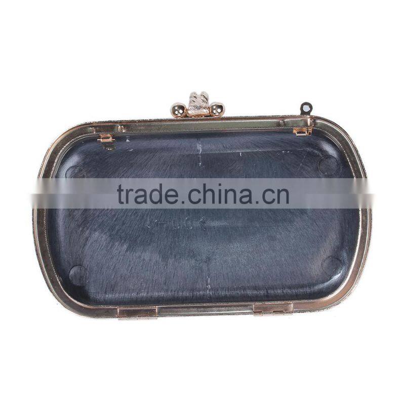 Iron Based Alloy Kiss Clasp Purse Frame Flower Clear Rhinestone Gold Plated 16.3cm(6 3/8") x 11cm(4 3/8"), 1 Piece