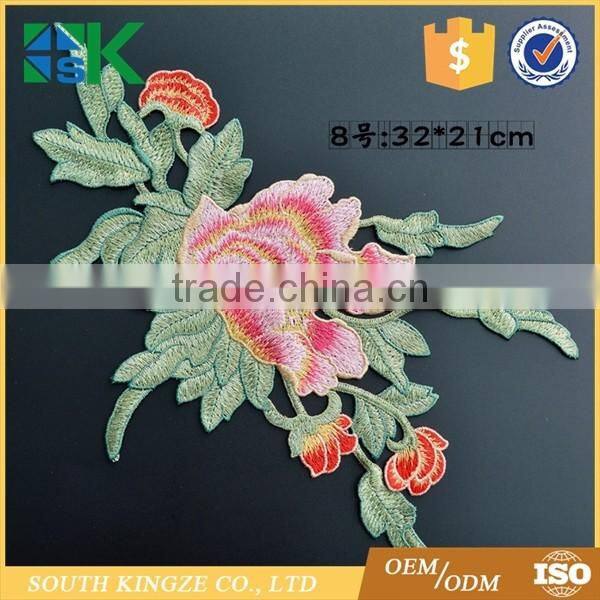 Cheongsam use Large 3D Floral Flower Peony Embroidered Sew On Patch Applique