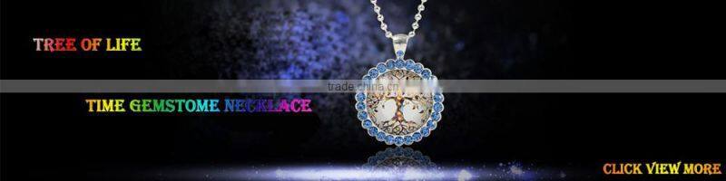 XP-TGN-LT-167 Latest Mandala Round Cabochon Family Tree Diy Image Time Gemstone Necklace For Promotional Gift