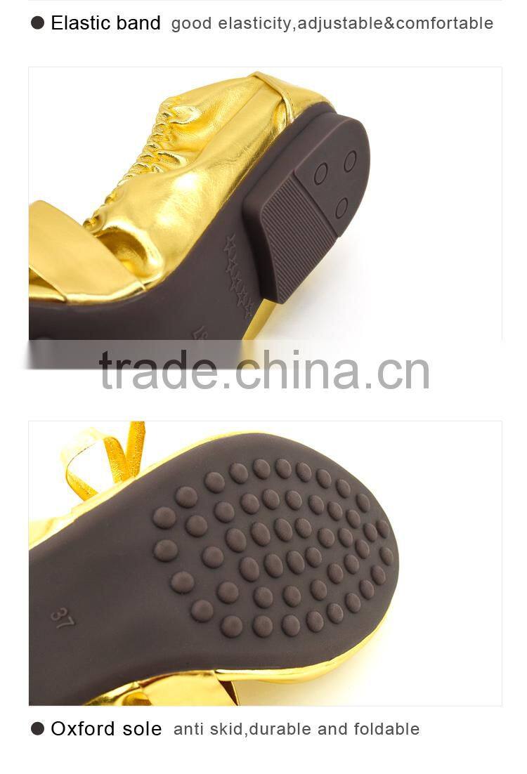 2017 shiny folding girls women soft ballet shoes PU ballet dance shoes