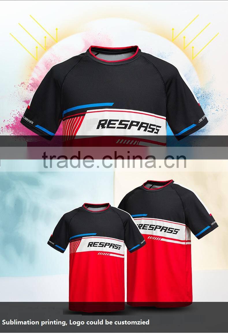 BSCI Men's UPF Sublimation Printing t shirt cooler fabric 88% Polyester 12% Spandex Wholesale t shirts