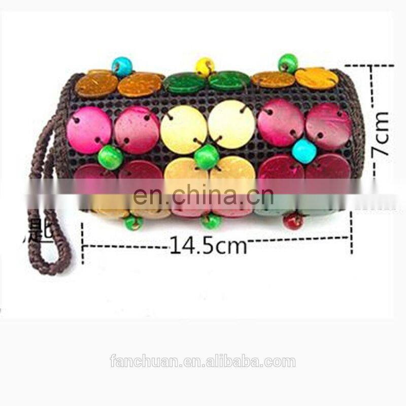 Flower Design Girls Smart Round Coconut Shoulder Bag