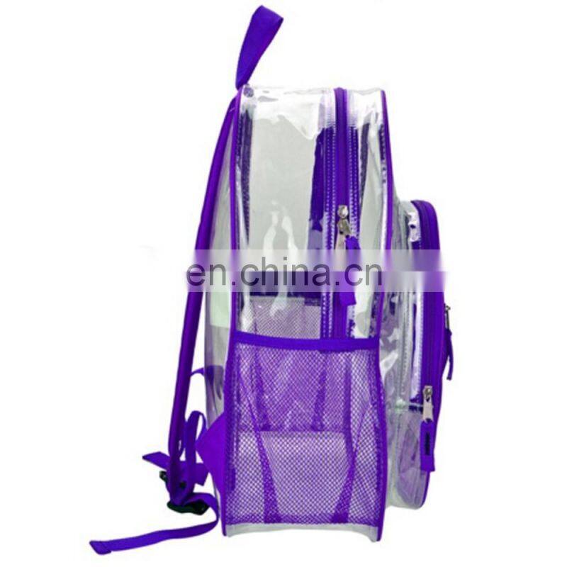 Clear Transparent Color Trim Kids PVC School Book Bag