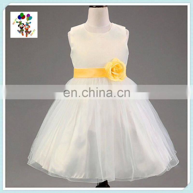 Hot Sale White Gown Tulle Flower Girl Kids Dresses HPC-3091
