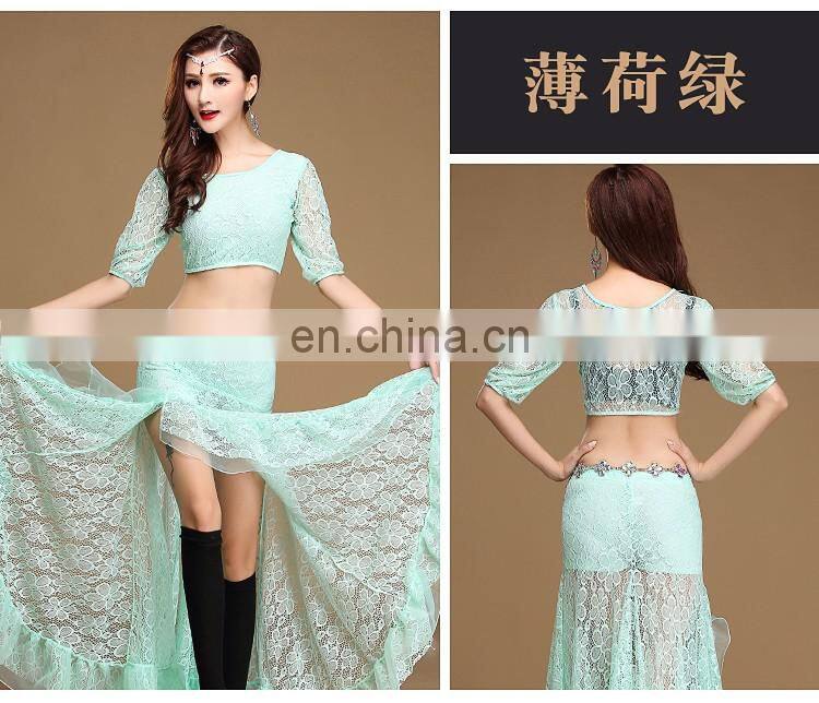 T-5147 Hot lace egyptian belly dance sexy costume top and skirt set