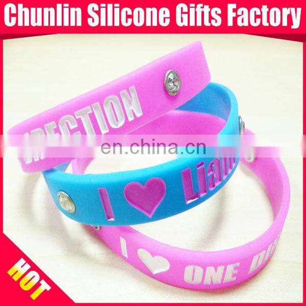 Beautiful One Direction Silicone Wristbands with Crystal