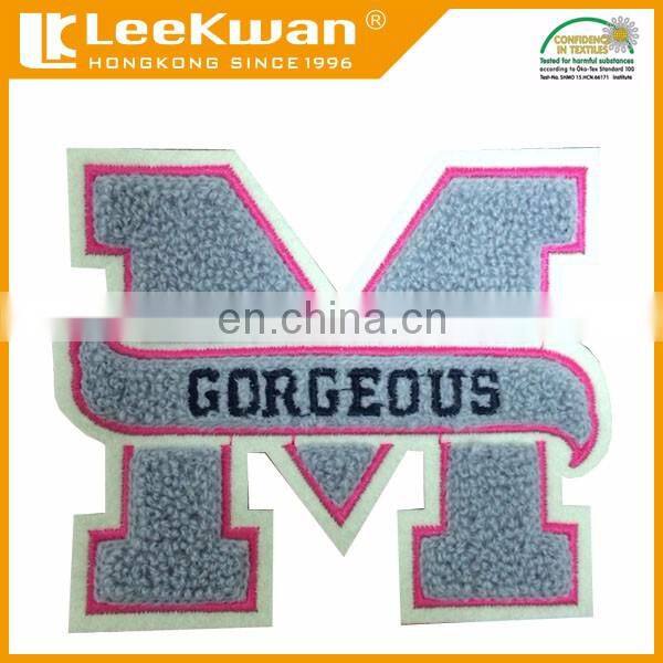 M Letter chenille patch with sew-on backing