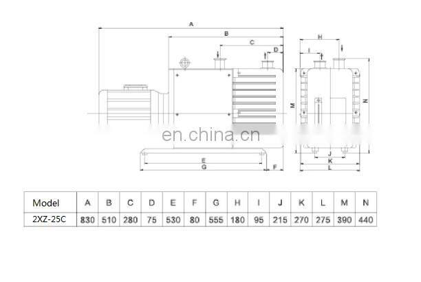 EVP brand factory price 2XZ-25C with gas ballast valve mini rotary vane vacuum pump