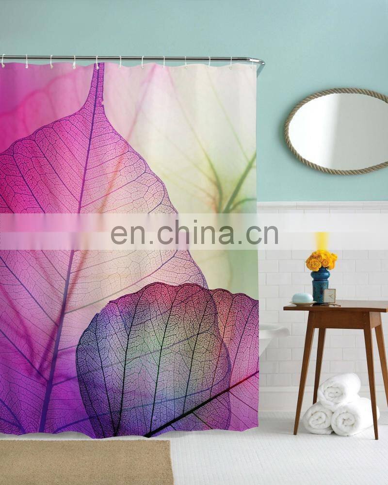 Printed bathroom shower curtain, Hookless Waffle Fabric Shower Curtain for bathroom