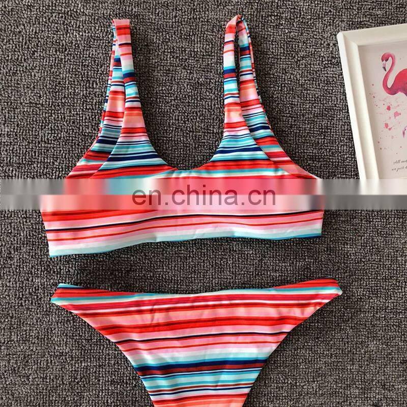 Sexy Bikini Swimwear Women Push Up Swimsuit Bandage Bikini Set Brazilian Summer Beach Bathing Suits female Biquini Stripes