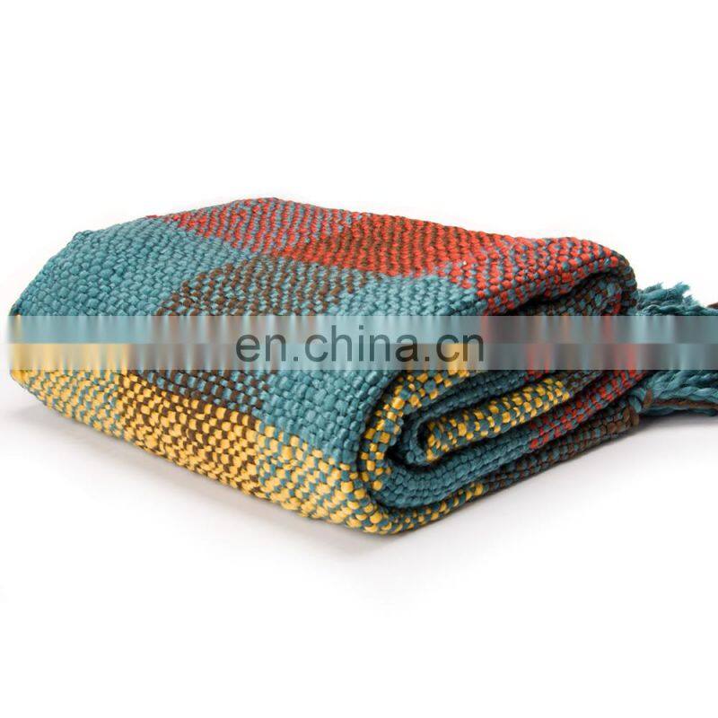 60"x 50" Inc Fun Colors Bright Woven Throw Blanket with Tasseled Ends