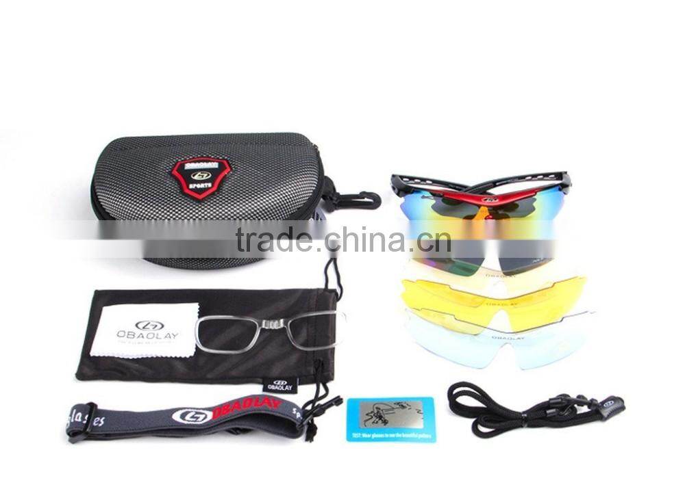 YUANJIU Polarized Anti-UV Cycling Running Sports Sunglasses with 5 Exchangeable Lenses