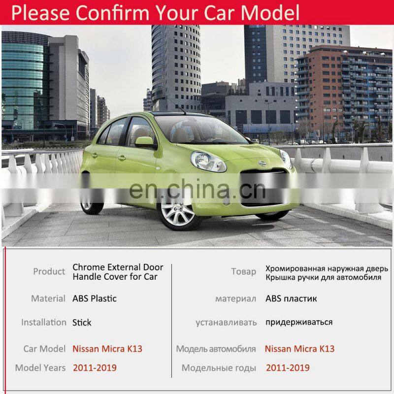 for Nissan Micra K13 Renault Puls 2011~2019 Chrome Door Handle Cover Exterior Trim Car Stickers Accessories 2012 2013 2014 2015