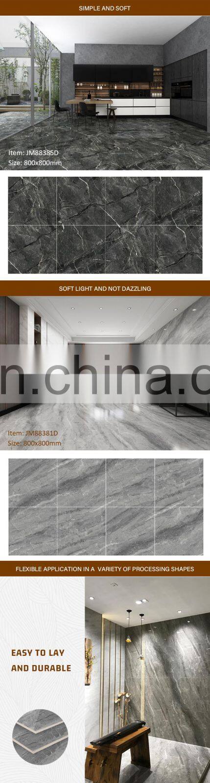 luxury 800x800mm Grey Continuous pattern marble polished porcelain floor tile