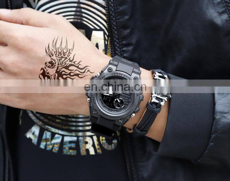 Sanda 739 Analog Digital Backlight Watches Mens Waterproof Analog Quartz Unique Army Green Gents Sport Wrist Watch For Boys