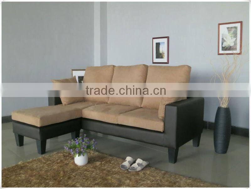 Modern Reversible Microfibre Fabric Small Corner Sofa Furniture