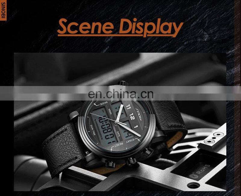 SINOBI Fashion Digital Watch Man Chronograph Calendar Watches Custom Logo OEM Wristwatch S9824G Watch Digital Analog Mens
