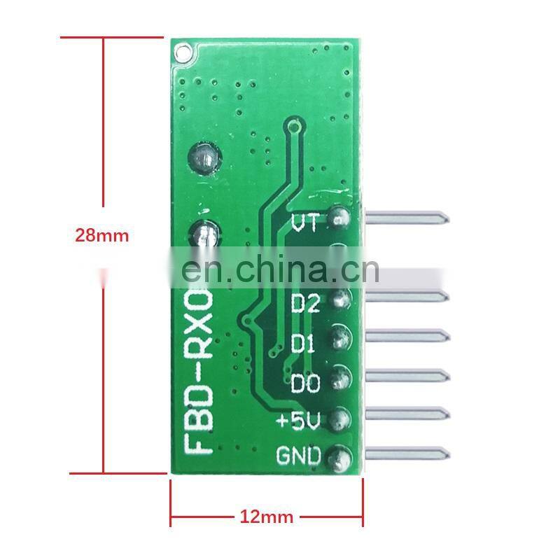 433MHZ learning code 4 key remote control + RF receiving module decode output high level signal