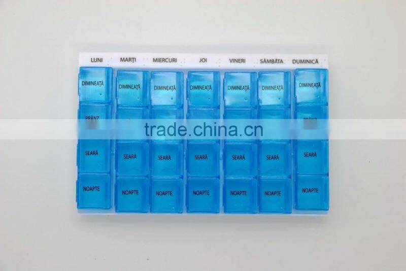 7 day 28 cases Plastic pill box with tray