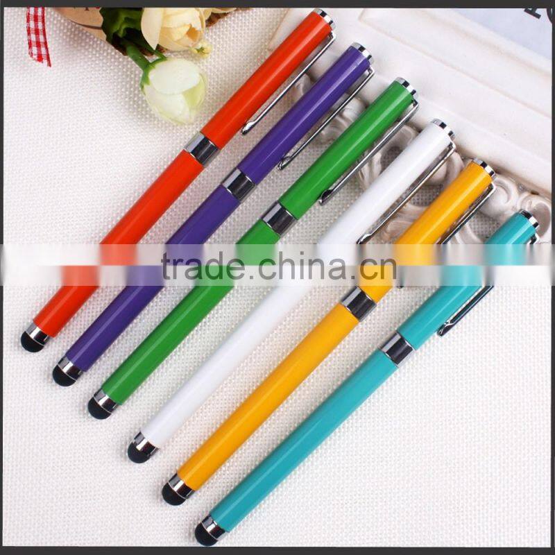 School supplies metal body colorful ballpoint pen with stylus