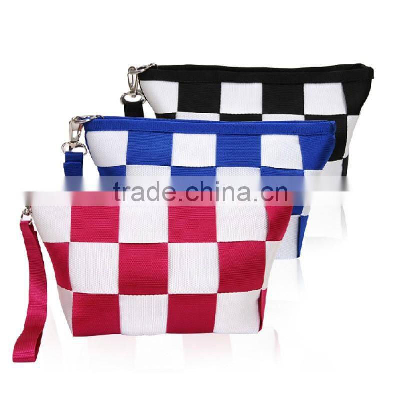 Grid cosmetics bag hand bags travel wash gargle personality makeup cases