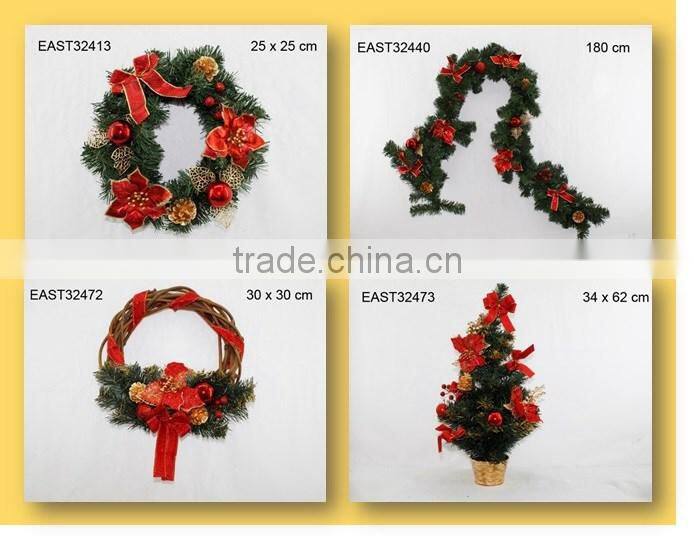 Traditional red and green felt christmas candy bag