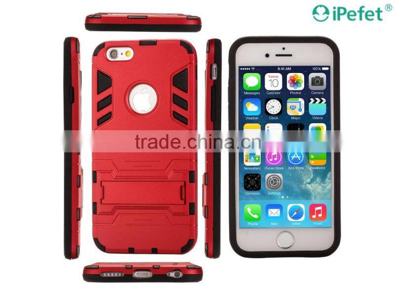 2016 New Phone Cover Ultra Slim 2 IN 1 Hybrid Armor Case Cover for iPhone 6S with Hard Kickstand