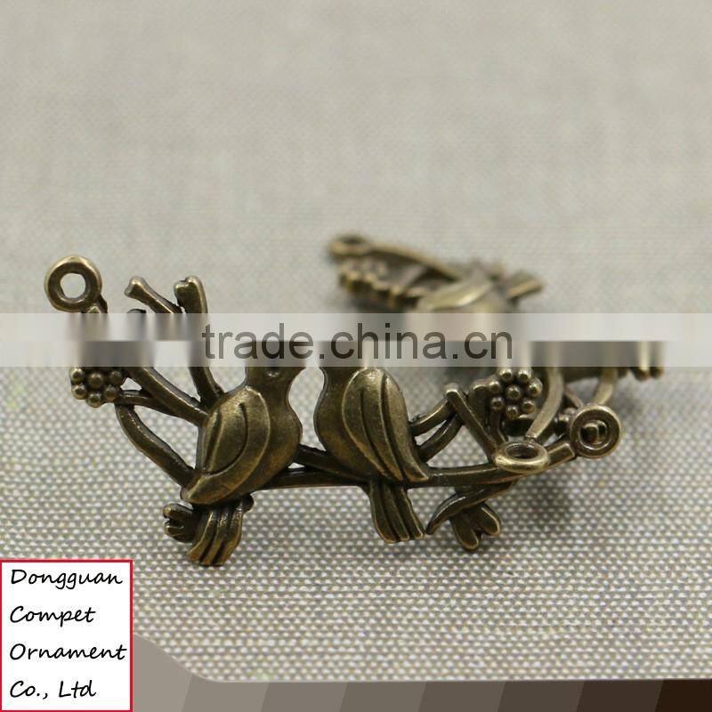 Wholesale diy jewelry zinc alloy branch kissing birds pendant