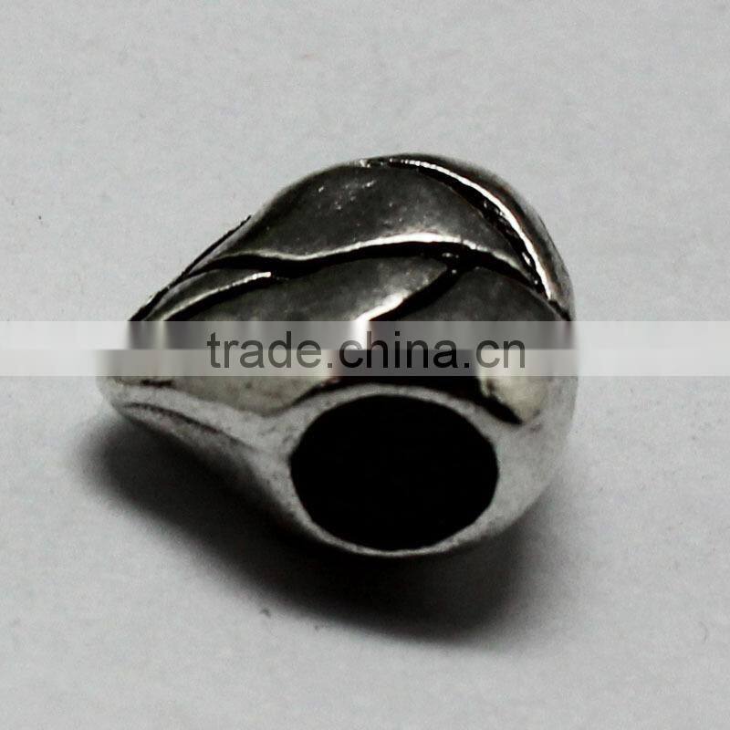 Wholesale Pdora Jewelry Accessories Leaf Shape Large Hole Metal Beads, Zinc Alloy Bracelets and Necklace Slide Beads