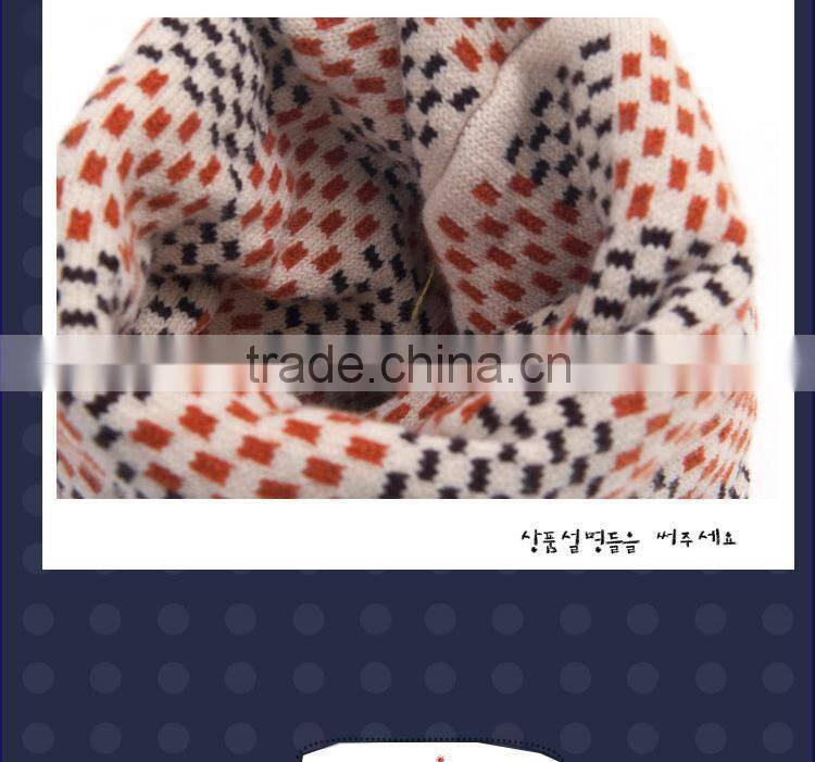 Small Plaid Pattern Unisex Boys Girls Acrylic Knitted Winter Circle Loop Scarf