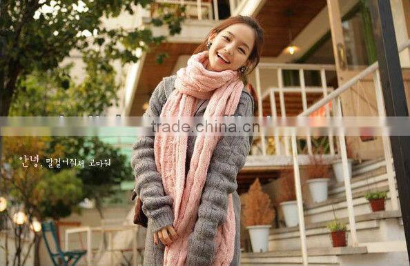 Women Twist Knitted Long Acrylic Crochet Scarf