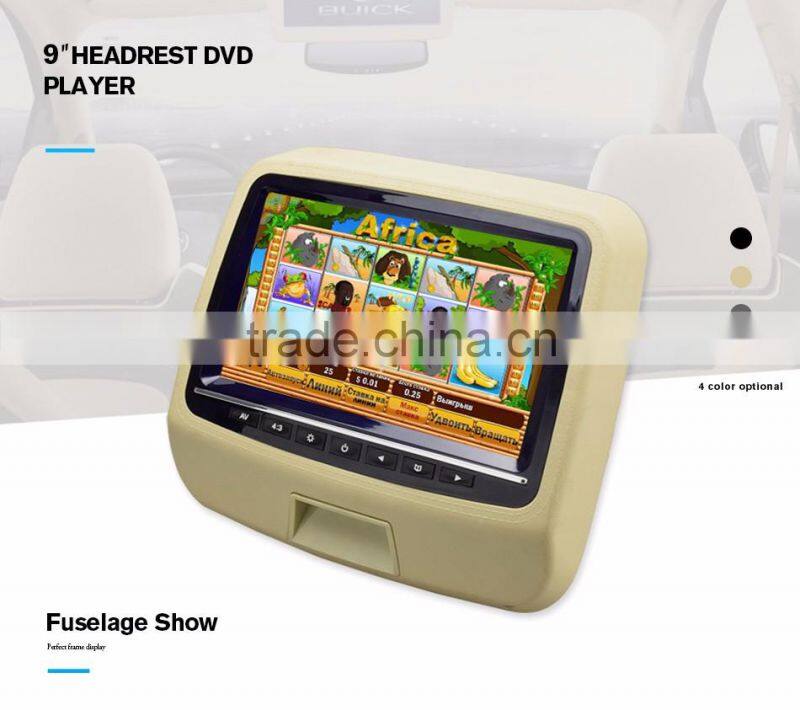 new arrival 9 inch car headrest dvd player with usb port/wireless game