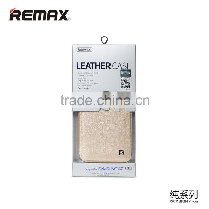 Remax Pure Sereis Luxury Leather Wallet Flip Leather Cover Case With Card Holder For Samsung Galaxy S7 Edge TB-0245