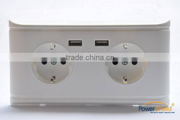 Hot sales Type F Germany Deutschland 2 AC power supply + 2 daul USB Schuko Steckdose 250V 16A with CE