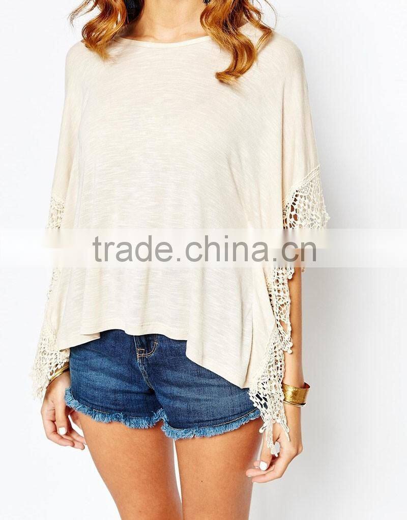 Embro cuffs lady loose tee designs dress oem apparel suppliers